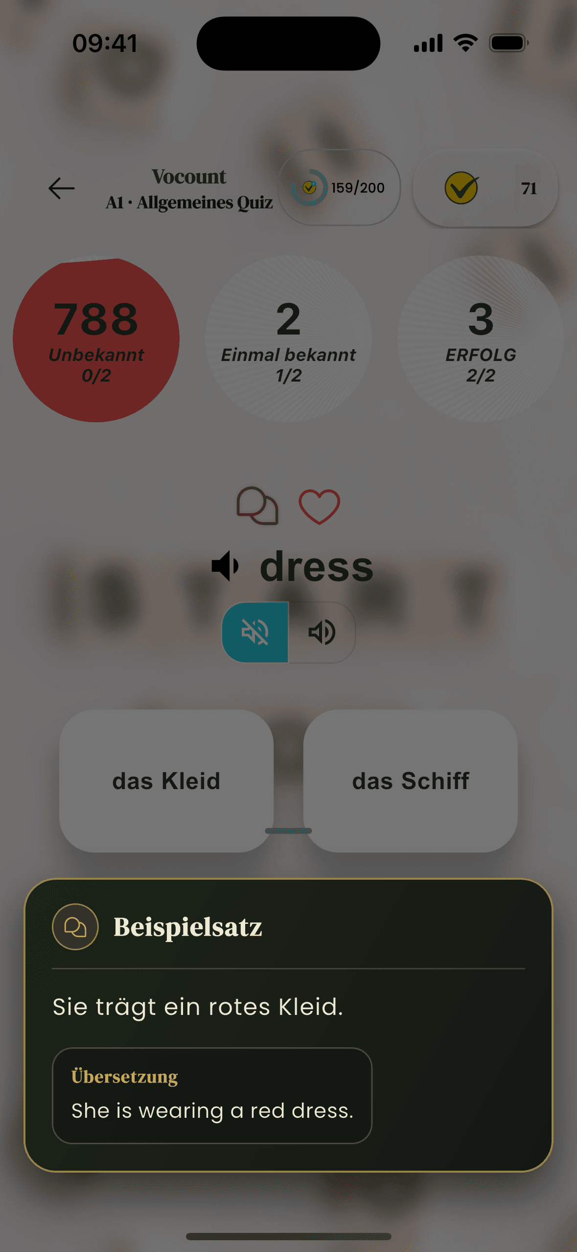 Mastery Flow in Vocount mit Rot Gelb Grun Status. Dieser Screen steht für die iOS- und Android-App.